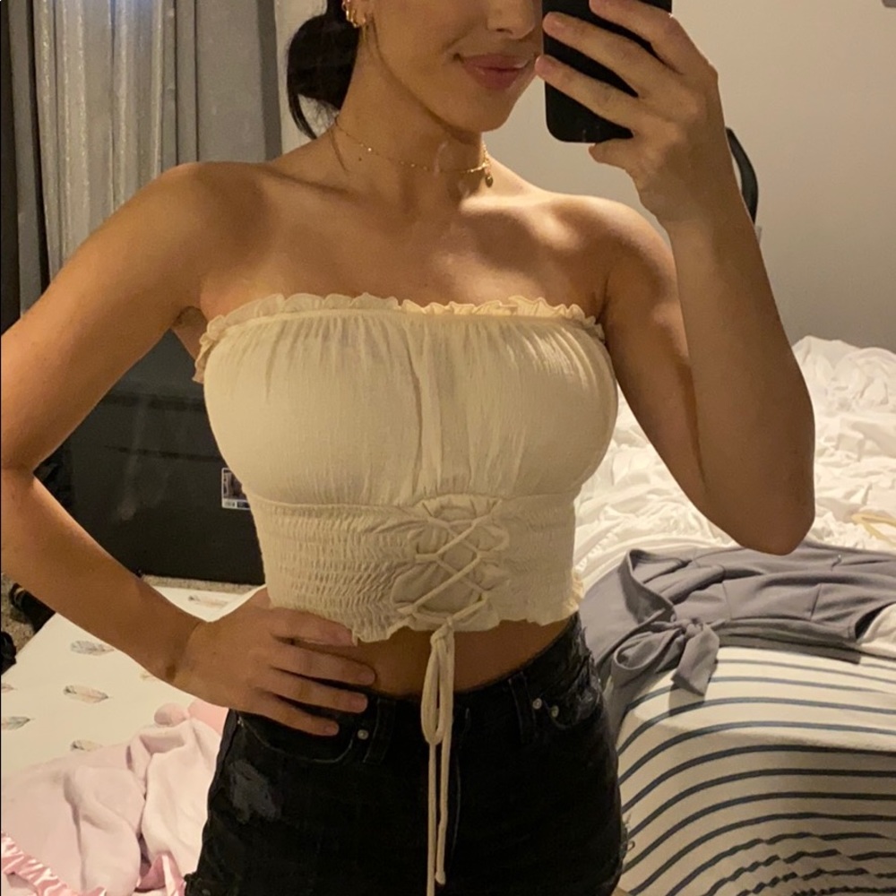 Beige laced Tube Top